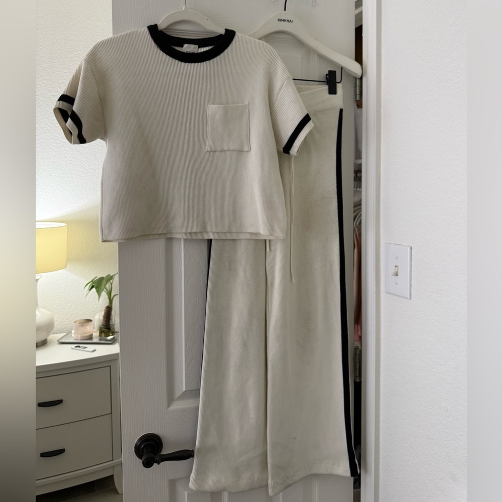 Anthropologie Maeve Black and Cream Knit Set